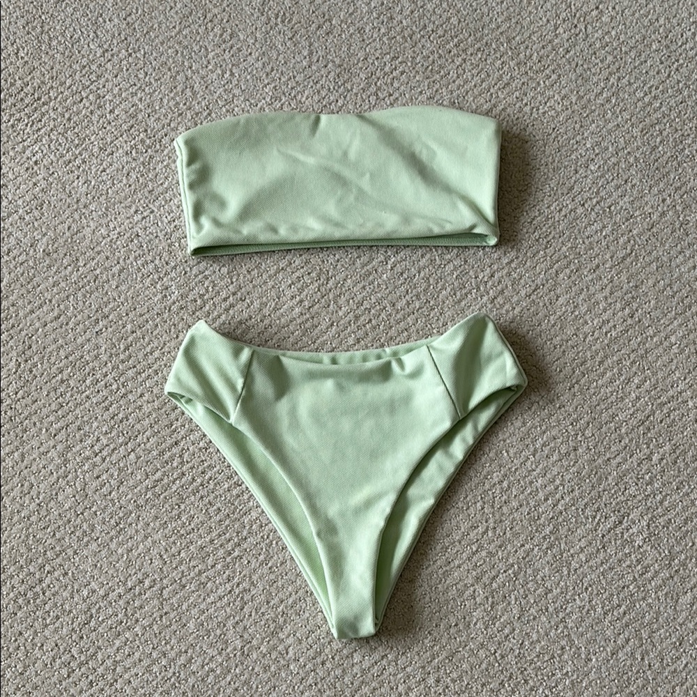 Mint Green Strapless Bikini Set